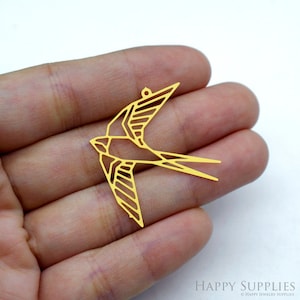 Raw Brass Swallow Charms, Swallow Pendants,Brass Findings,Necklace Pendants,Swallow Earrings Charms, Jewelry Supplies, Animal Charms(RD2519)