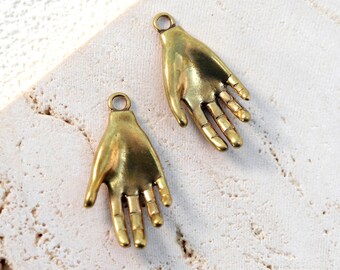 Brass Hand Earring Charms, Hand Pendant, Brass Findings