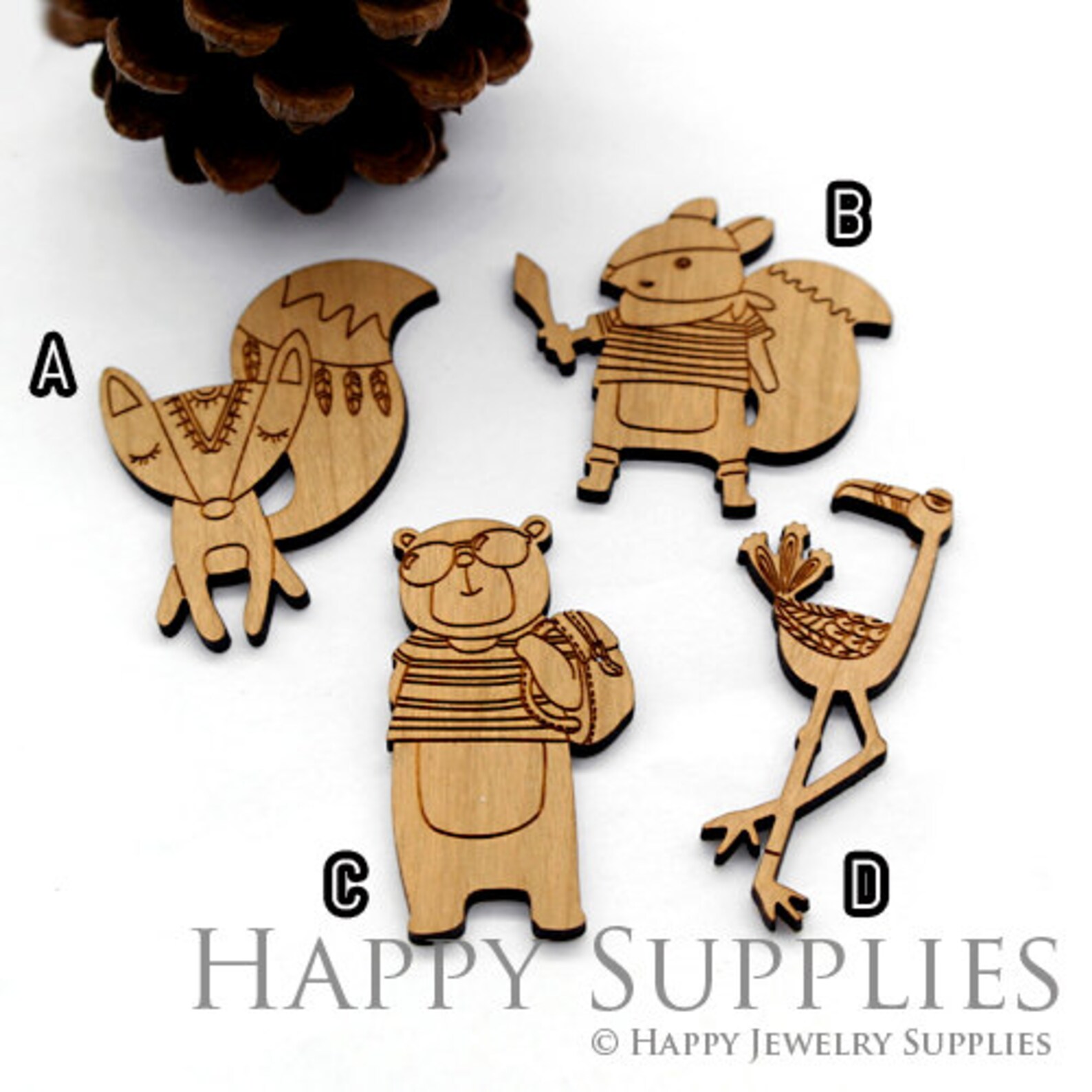 2pcs Large Handmade Lovely Animal Wooden Charms / Pendants - Etsy Hong Kong