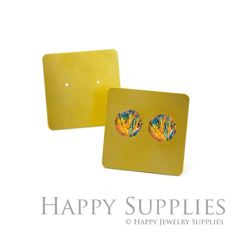Raw Brass Square Earrings Display Custom Earring Card Logo Earring Holder Jewelry Display Packaging Earring Tags Earring Cards BTG05