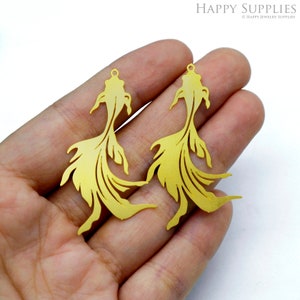 Raw Brass Fish Charms, Fish Pendants, Brass Findings, Necklace Pendants, Fish Earrings Charms, Jewelry Supplies, Animal Charms(RD2525)