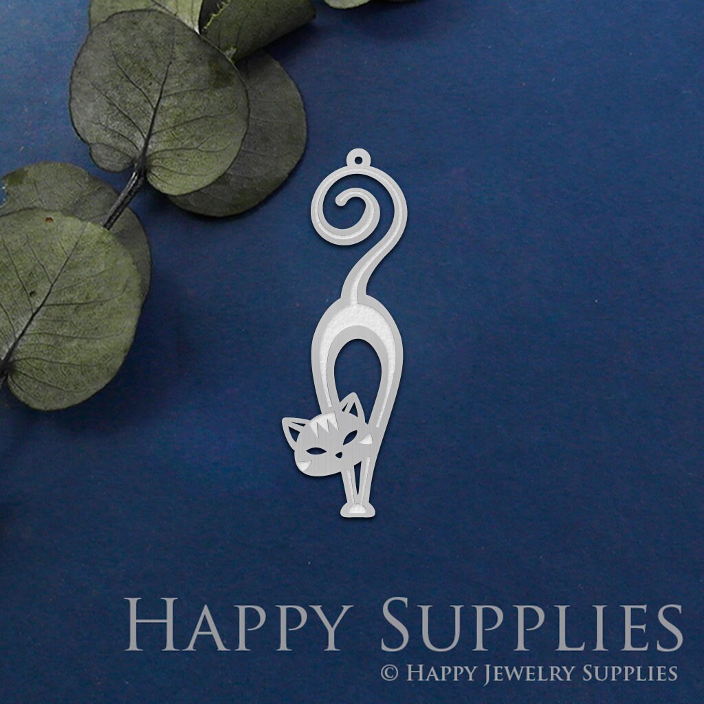 Hand Etched Stainless Steel Charms, Corroded Geometry Charms,  Cat Stainless Steel Jewelry Supplies, DIY Necklace, Earrings (SSB319)