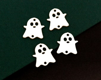 10pcs Stainless Steel Charms, Ghost Charms, Specter Stainless Steel Findings, Necklace Charms, Earrings, Ghost Steel Charms (SSD2398)