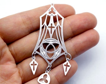 8pcs(1set) Church Etched Stainless Steel Charms,Corroded Skylight Charms, Jewelry Supplies, gothic windows Earrings Findings (SSB879)