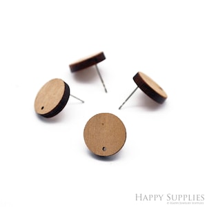 Circle Wood Earrings, 316 Surgical Stainless Steel,  Earrings Post,  Ear Wire, 14mm Wood Earrings Studs, DIY Jewelry Supplies (SWA004)