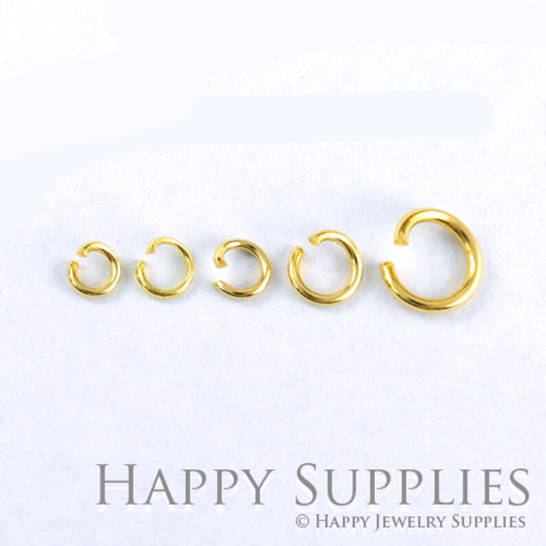 100pcs Nickel Free Haute Qualité 3.5mm/ 4mm/ 5mm/ 6mm/ 7mm Golden JumpRings AD26-G image 1