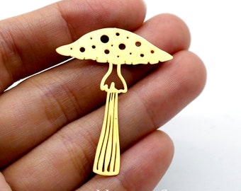 Raw Brass Charms, Mushroom Pendants, Brass Findings, Necklace Pendants, Earrings Charms, Jewelry Supplies, Mushroom Brass Charms (RD1542)