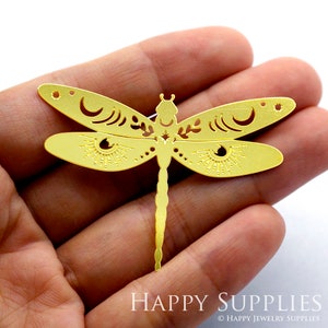 Pendentifs breloques libellule en laiton brut, bijoux libellule DIY, collier en laiton, broche animal, boucles d&#39;oreilles animal (RD1482)