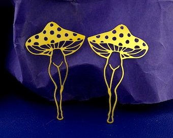Brass Charms  Mushroom Charms, Brass Findings, Raw Brass Pendants, Earrings Charms,  Brass Connectors, Making Jewelry Supplies (RD2633)