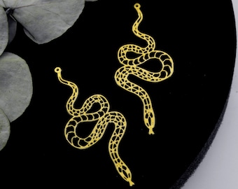 Brass Charms Snake Charms, Brass Findings, Raw Brass Necklace Pendants, Earrings Charms, Brass Connectors, Making Jewelry Supplies (RD1631)