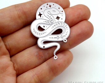 Snake Etched Stainless Steel Charms, Corroded Crescent Charms,  Snake Stainless Steel Jewelry Supplies, DIY Necklace, Earrings (SSB696-A)