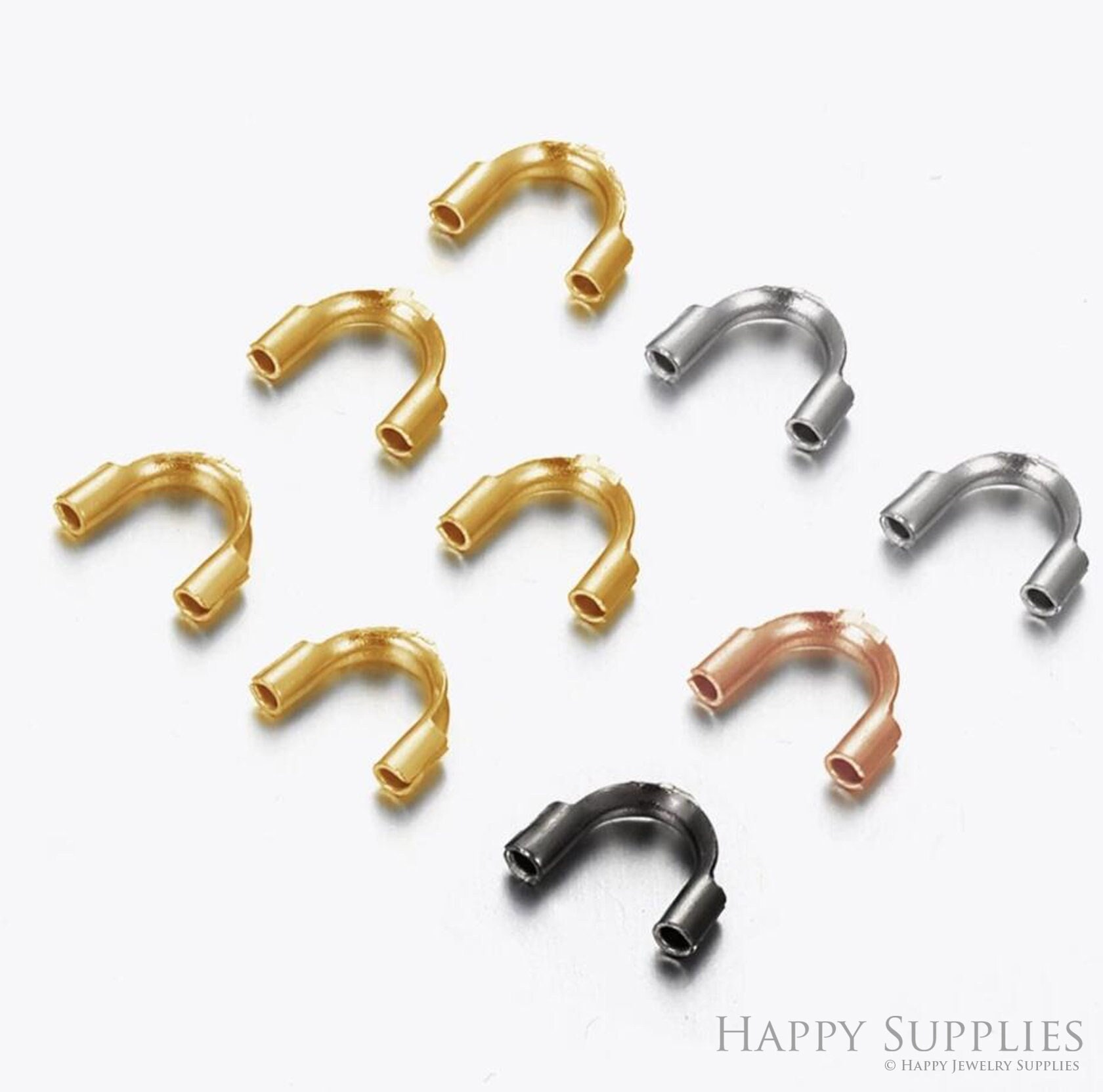 100pcs/lot 4x4mm Wire Protectors Wire Guard Guardian Protectors loops U  Shape Accessories Clasps Connector For Jewelry Making