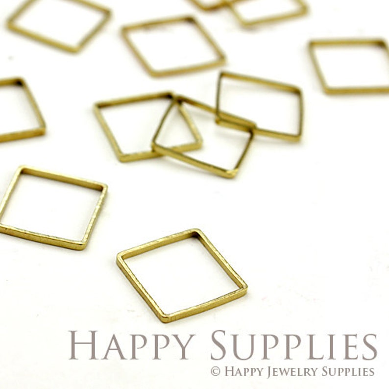 20pcs 12X12mm Raw Brass Square Charms / Pendant ConnectorZG145 image 1