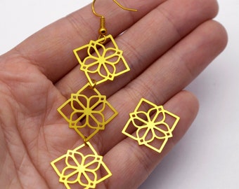 6pcs(1set)Raw Brass Geometric Charms, Geometric Pendants, Necklace, Earrings Findings, Earring Connectorss, Jewelry Supplies (RD2649)