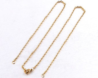 5pcs 18K gold stainless steel necklace chain, chain necklace for men, chain for women, chain for pendant, 2-sided Chain, 1.5-2mm (W110)