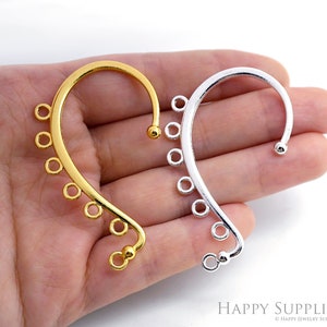 10pcs Ear Cuff Wrap Long Chain Tassel Drop 7 Hole Earring Connectors, No Piercing Ear Hooks, Earring Findings/Earrings Making (BXG036)