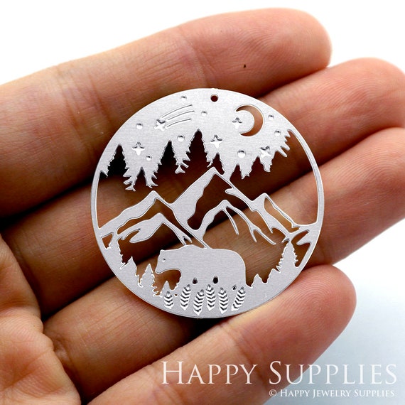 Mountain Etched Stainless Steel Charms, Mountain Brass Charms,Jewelry Supplies,DIY Necklace,Mountain Earrings,Earrings Findaings (SSB409)