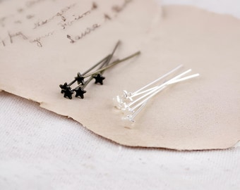 100pcs Nickel Free - 33mm Long Star End Headpin (ZZ133 / ZZ134)