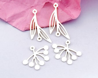 Hand Etched Stainless Steel Charms, Corroded Geometry Charms, Flower Jewelry Supplies, Fit For DIY Necklace, Leaf Earrings (SSD2207)