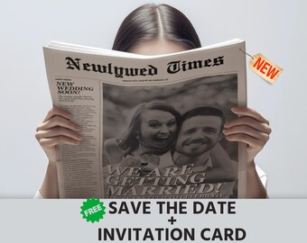 Wedding Newspaper Invitation | Editable Canva Template | Personalized Wedding Program Announcement | Instant Download Print
