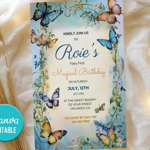 Editable Fairy Birthday Invitation | Whimsical Pixie Party Invite | Enchanted Garden Printable Template Digital Download