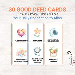 Cartões de boas ações para crianças - Atividade de gentileza do Ramadã | Cartões de boas ações para impressão | Aprendizagem e diversão islâmica | Atividade do Ramadã para crianças