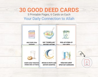 Printable Good Deed Cards - Ramadan Islamic Kindness Cards for Kids & Adults | 30 Days of Good Deeds | 30 Days of Good Deeds Cards