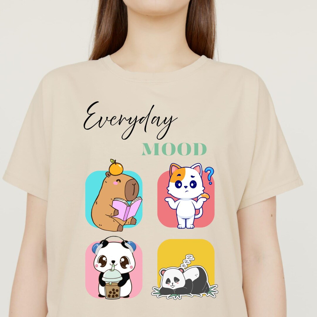Everyday Mood Cute Animal T-shirt Design | Pastel Cartoon Graphic ...