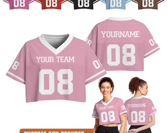 Maglia da calcio personalizzata, top corto per donne e ragazze, maglietta per la squadra di ballo delle cheerleader, abbigliamento da strada personalizzato, outfit per il giorno della partita, maglietta per la squadra dei tifosi da donna