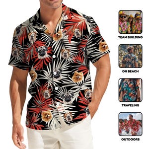 Custom Hawaiian Shirt With Pet Face Photo, Vacation Tropical Pattern Shirt For Men Women, Dog Face Shirt, Cat Face Shirt, Custom Face Shirt