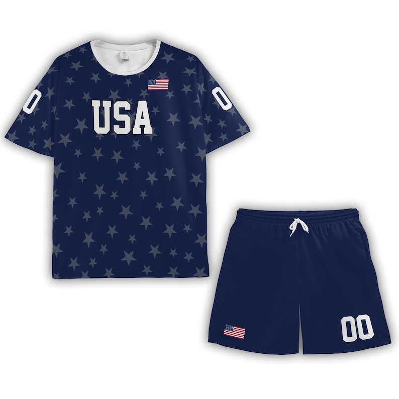 Conjunto personalizado de camiseta de fútbol de EE. UU., body para bebé con la bandera estadounidense, camisetas de fútbol a juego para toda la familia, atuendo personalizado para aficionados de EE. UU., ropa para el día del partido de EE. UU. imagen 7
