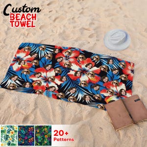 Personalized Beach Towel With Photo Face, Custom Face Bath Towel, Custom Pool Towel, Beach Towel With Picture, Funny Birthday Vacation Gift