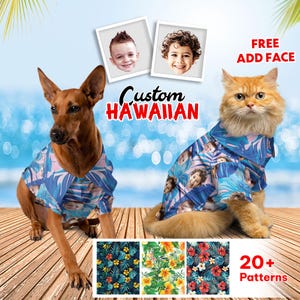 Custom Pet Face Hawaiian Shirt For Dog Cat, Personalized Photo Tropical Dog Shirt, Funny Summer Gift For Men Women, Pet Hawaiian Shirt