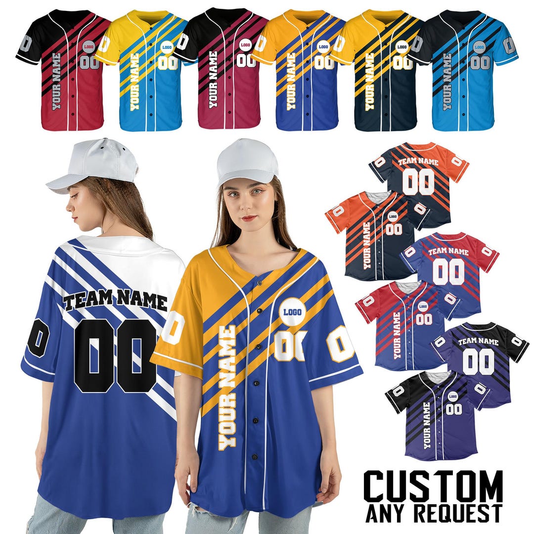 Custom Team Two Colors Baseball Jersey, Personalized Name Number Logo ...