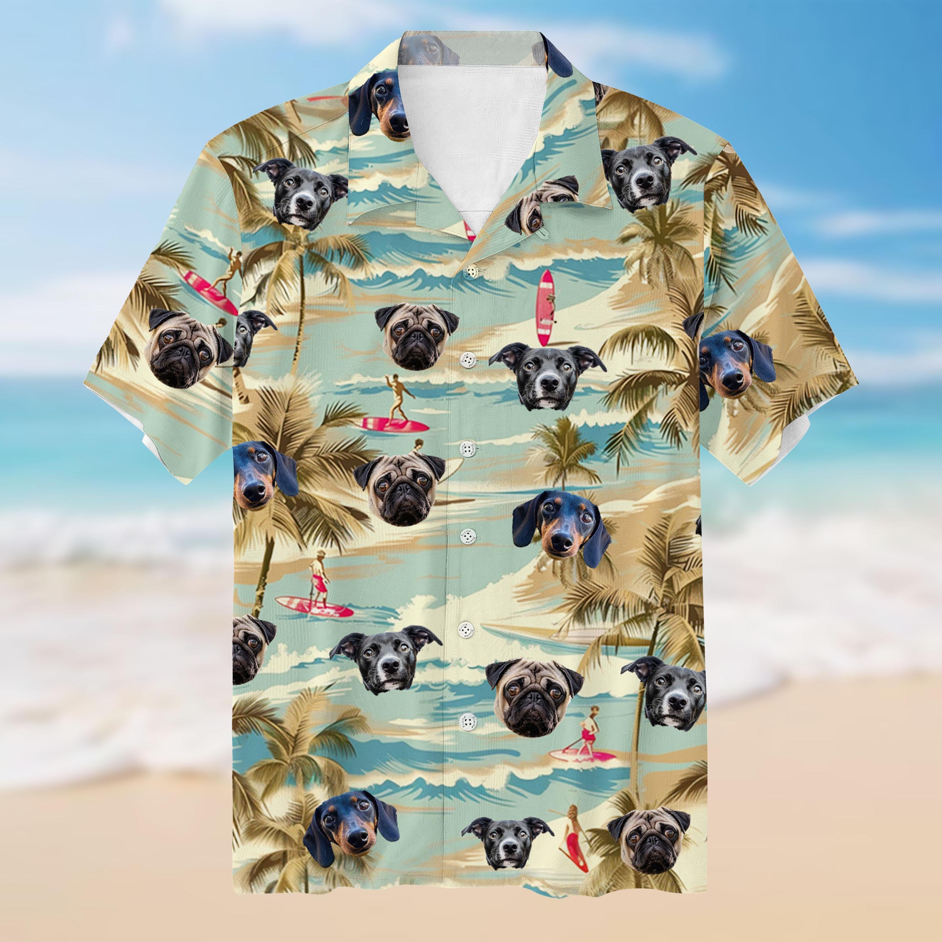 Camisa hawaiana personalizada con cara de mascota, camisa