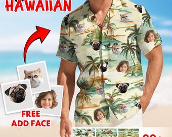 Custom Photo Dog Hawaiian Shirt, Dog Dad Hawaiian Short, Gift For Dog Dad Dog Lover Dog Owner, Pet Dog Face Shirt Custom Face Short Dad Gift