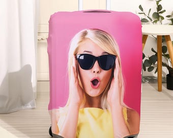 Custom Suitcase Cover, Personalized Picture Luggage Cover, Luggage Cover With Portrait Photo, Travel Gift, Suitcase Gift, Birthday Gifts
