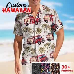 Firefighter Hawaiian Shirt, Fire Engine Summer Aloha Shirt, 3d Fire Truck Shirt, Firefighter Gift For Men & Women, Firefighter Summer Shirt