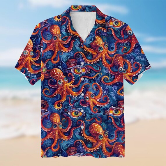 Men's Psychedelic Octopus Tessellation Hawaiian Shirt, Octopus