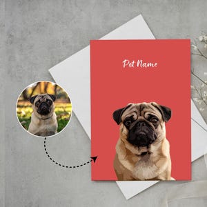 Cartes de voeux personnalisées pour portrait d'animal de compagnie, Carte d'anniversaire personnalisée pour animal de compagnie, Carte d'anniversaire unique pour animal de compagnie, chien, chat, carte photo personnalisée pour les amoureux des animaux de compagnie