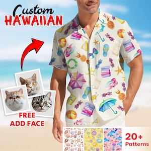 Personalized Hawaiian Shirt With Face, Summer Things Funny Shirt, Beach Shirt, Custom Photo Hawaii Shirt, Tropical Beach Button Down Shirt