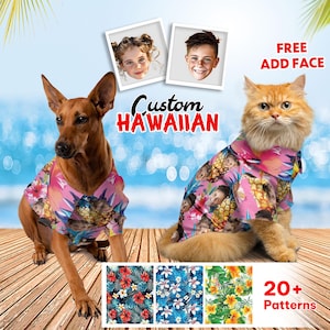 Personalized Tropical Pattern Hawaiian Shirt For Pet, Custom Summer Button Up Shirt For Dog Cat, Dog Aloha Hawaii Shirt, Cat Summer Shirt