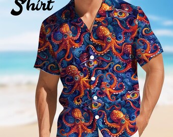 Men's Psychedelic Octopus Tessellation Hawaiian Shirt, Octopus