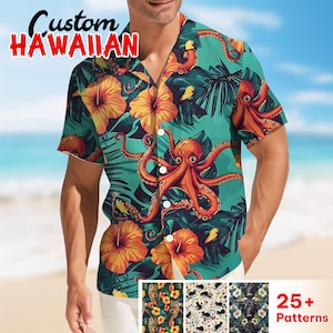Octopus Hawaiian Shirt, Ocean Button Up Gifts For Men Women, Sea Creature Shirt, Nautical Octopus Aloha Tropical Shirt, Octopus Lover Shirt