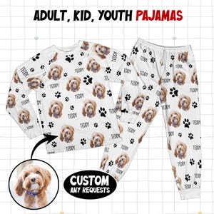Personalisierter Foto-Pyjama mit Haustier-Gesichtern, Benutzerdefinierte Haustier-Gesichter-Pyjama, Geschenk für Tierliebhaber, Individuelle Foto-Pyjamas, Kindergröße, Erwachsenengröße