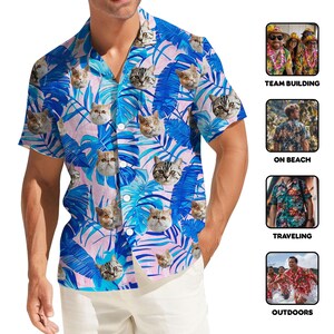 Custom Pet Face Shirt, Custom Face Hawaiian Shirt, Personalized Photo Tropical Short, Bachelor Party Outfit, vacation Hawaiian Short
