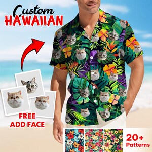 Custom Dog Face Hawaiian Shirt For Man Woman, Custom Cat Face Hawaii Shirt, Hawaiian Style, Gift For Dad, Summer Party Shirt, Gift For Mom