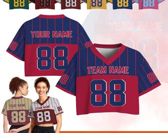 Personalized Name & Number Women’s Baseball Crop Top Jersey, Stripped Retro Varsity Streetwear, Summer Sport Outfit, Custom Team Shirt