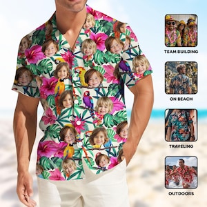 Custom Photo Hawaiian Shirt, Birthday Party Gifts, Bachelor Party Gift, Beach Party Shirt, Birthday Pool Party, Custom Face Hawaiian Short