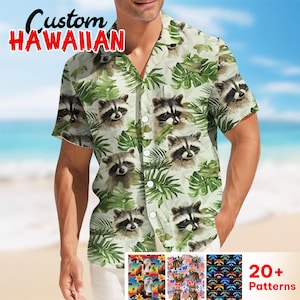 Raccoon Hawaiian Shirt Men Women Youth, Funny Raccoon Shirt, Raccoon Button Up, Summer Beach Short Sleeve Button Down, Raccoon Lovers Shirt
